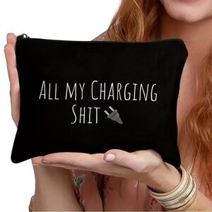 Black Charging Accessories Pouch All My Charging #%!? NWT